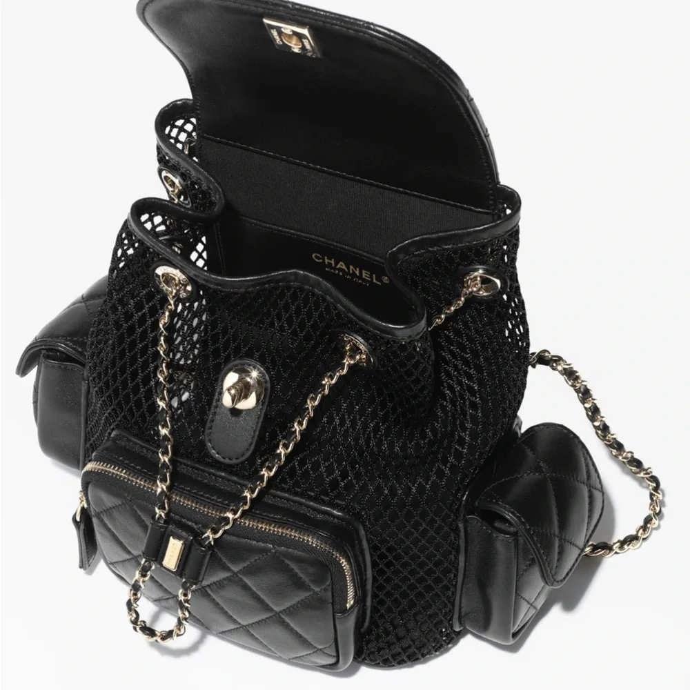 FULL SET - CHANEL Black Quilted Backpack with Gold HW - Picture 4 of 16